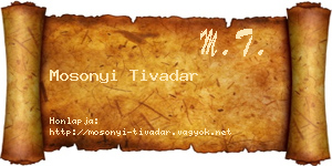 Mosonyi Tivadar névjegykártya